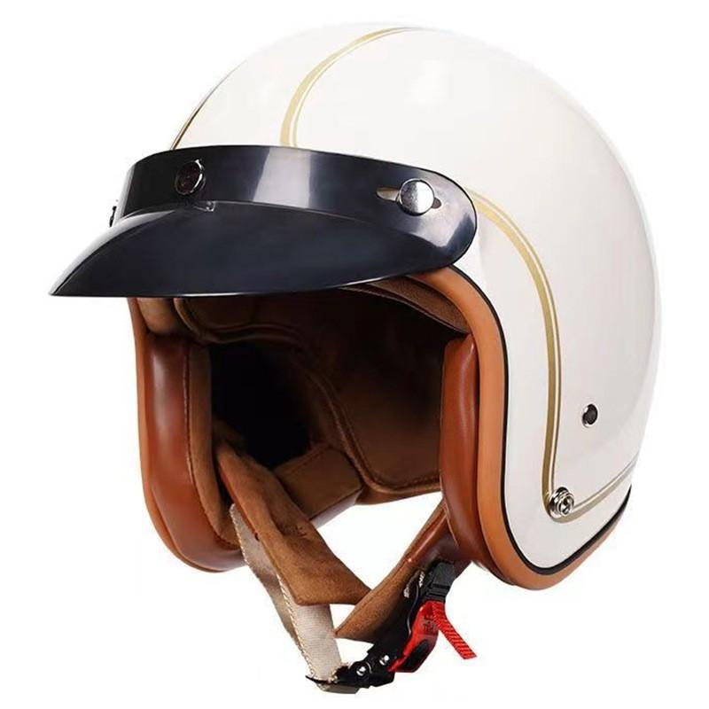 DOT Certified 3/4 Motorcycle Helmet Men Women Retro Style ABS Cruiser Scooter Half With Bluetooth Option