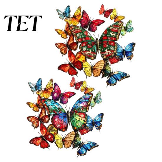 Removable Butterfly Art Stickers Christmas Window Sticker, Stained Glass Style, Colorful Decal, Floral Home Decor Static PVC Waterproof Sticker