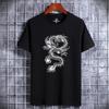 Men's Summer Cotton Short-Sleeve Casual T-Shirt with Chinese Dragon Design
