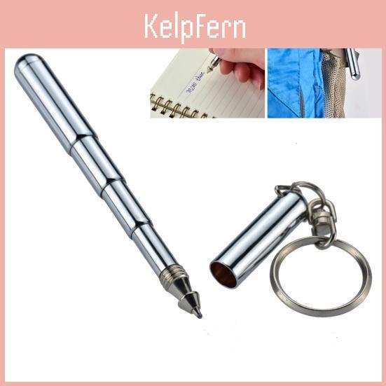 Ring Portable Key Pen Retractable Comfortable Grip Heavy Duty Stainless Steel Strong Mini Telescoping Signature Ballpoint Pen Outdoor Supplies