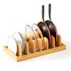 MinBoo Bamboo Frying Pan Rack, Kitchen Pot Storage Rack, Pot Holder for Frying Pans, Pots, Cutting Boards, and Pot Lids, Kitchen Storage with 7 Divide