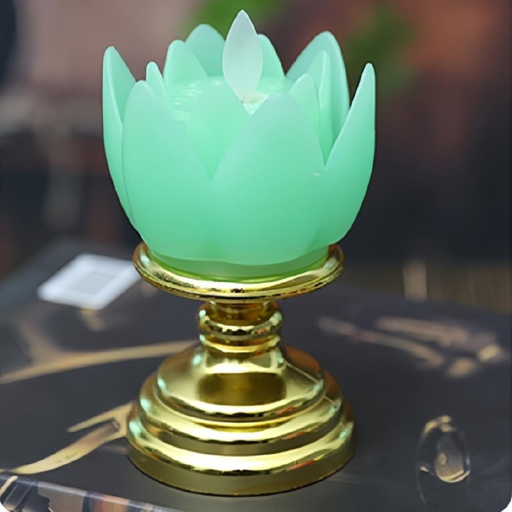 Prayer Lotus Lamp Long-lasting Light Simulated Candlestick LED Candle Lamp Buddhist Decoration