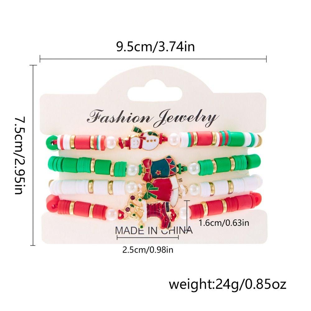 4pcs Colorful Christmas Bracelet Set Stackable Wristband Jewelry New Adjustable Braided Bracelet