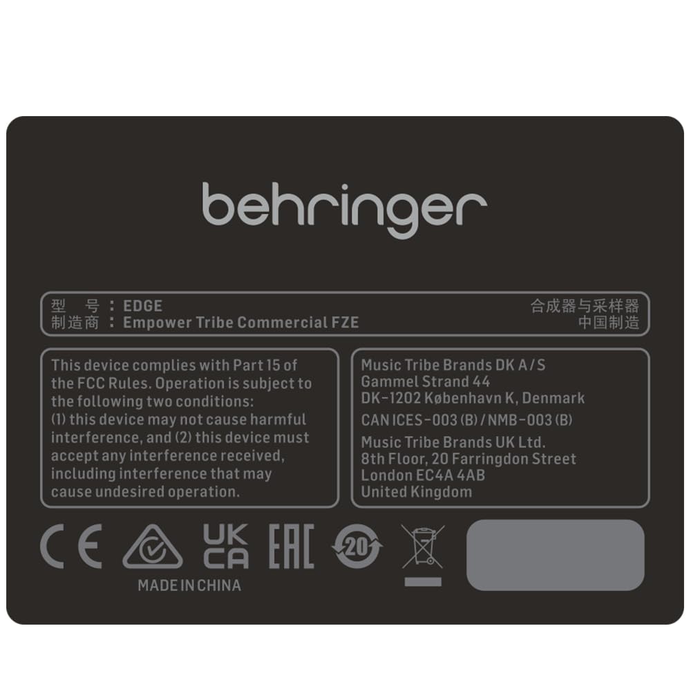 Behringer EDGE Аналоговый перкуссионный синтезатор с секвенсором и поддержкой MIDI Полумодульный Встроенный MIDI/USB