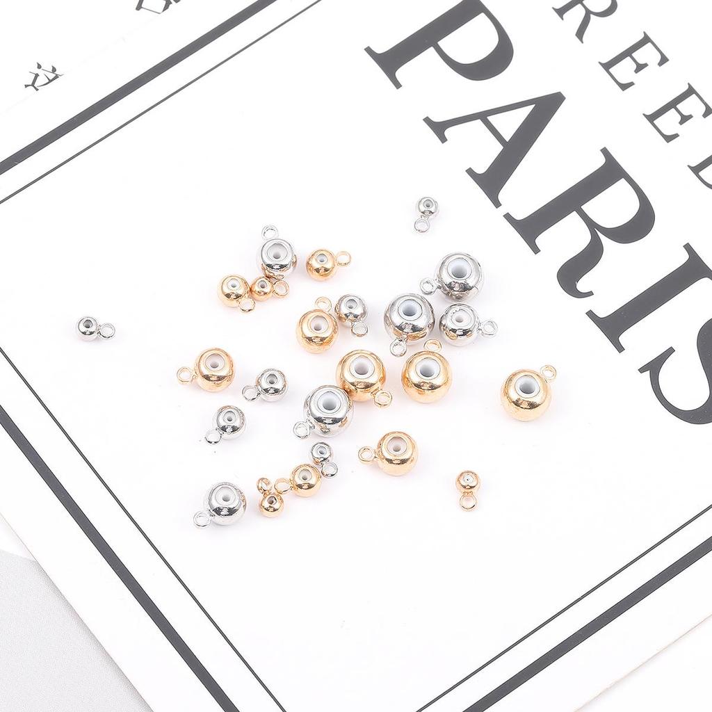 10 шт., бусины-слайдеры из нержавеющей стали, круглые бусины с резиновой прокладкой для изготовления ювелирных изделий, аксессуары