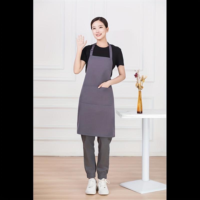 Unisex Customizable Polyester Chef Apron with Pockets - Durable Knit Fabric Cooking Apron for Men and Women, Ideal for Kitchen, Grill, Restaurant, Bar