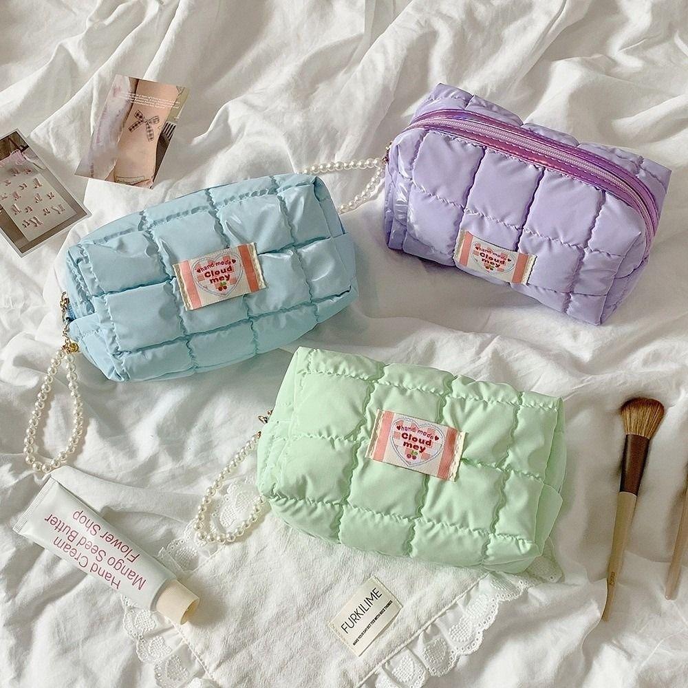 Pen Bag Korean Pencil Case with Pearl Lanyard Pencil Pouch  Stationery Holder