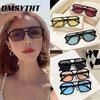 Non-polarized Women Sunglasses Square Double New Beam Glasses Personalized Korean Style Trendy Sunglasses