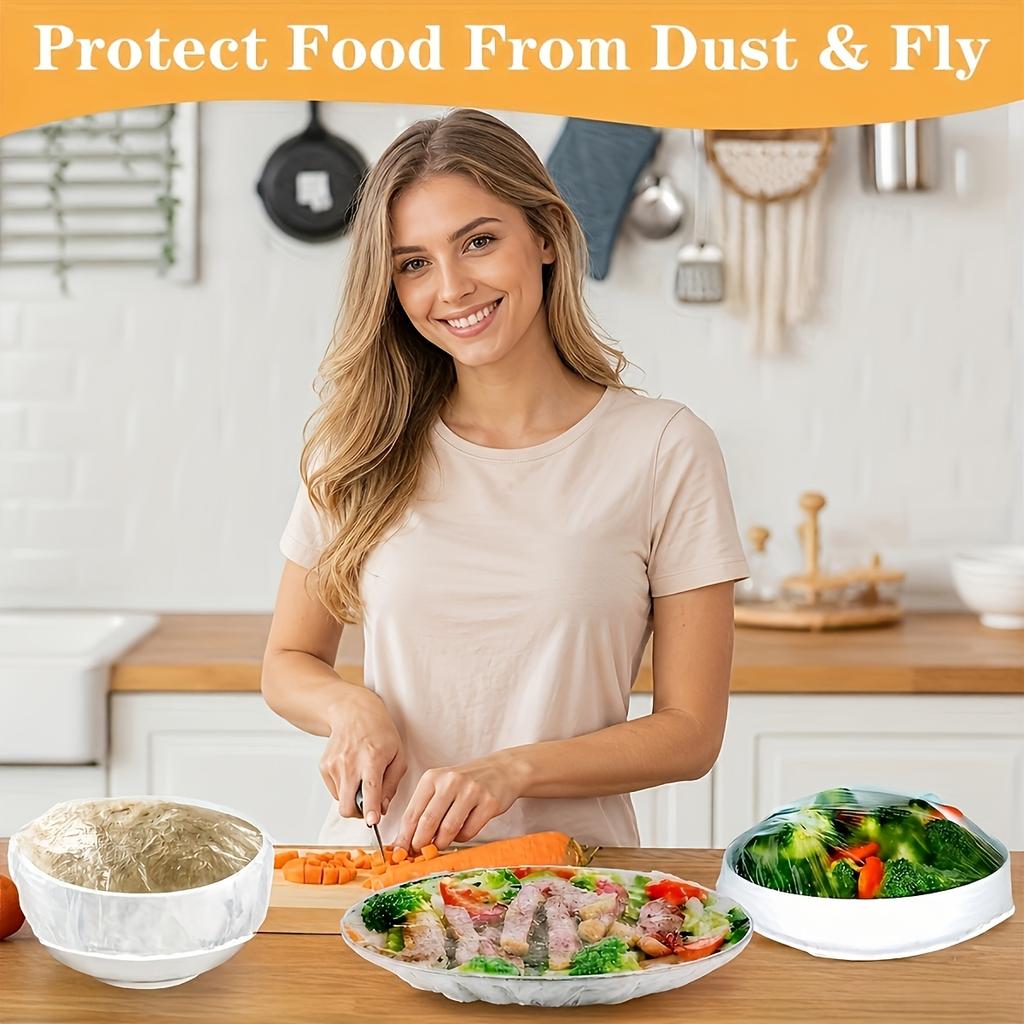 200Pcs Reusable Stretch Food Covers - Made From Durable, Food-Grade Plastic, These Covers Are Stretchable And Tear-Resistant, Keeping Food Fresh