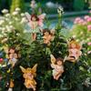 6pack Weatherproofed Resins Figurines Outdoor Fairies Garden Resin Crafts Sculptures for Outdoor Display