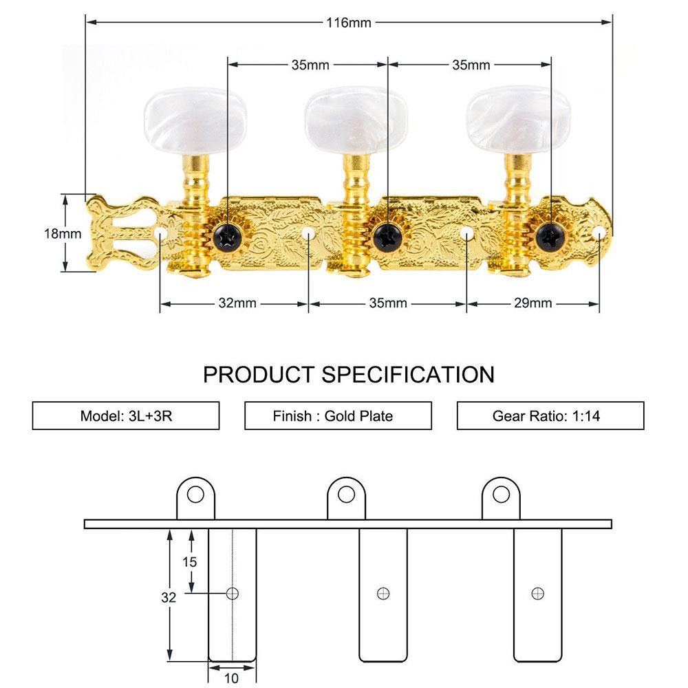 Колки для настройки классической гитары, колки, тюнеры LR Triplet, аксессуары для классической гитары