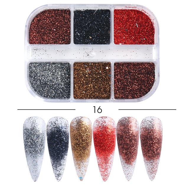 Блеск для ногтей 6 Grid Barbie Platinum Symphony Powder Sequins Pearlescent Powder Nail Glitter