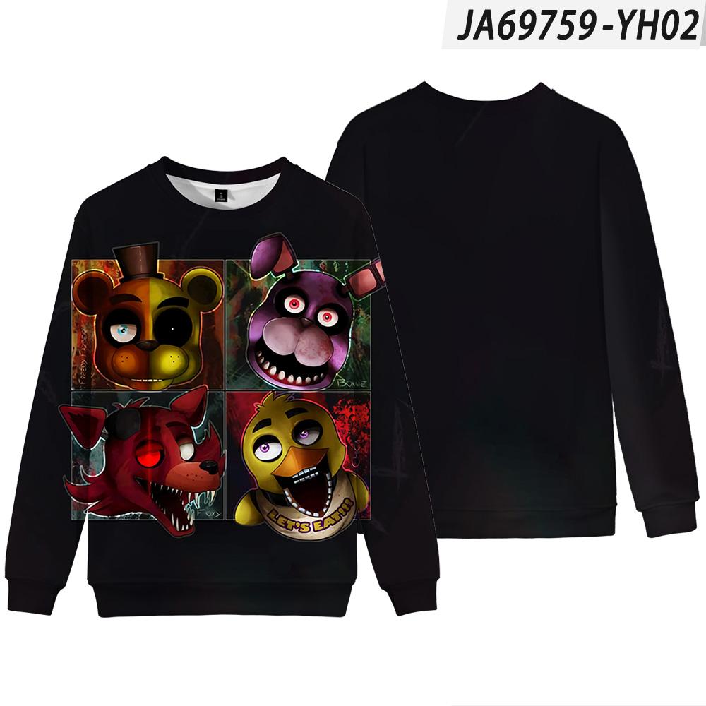 Свитшот с принтом Five Nights At Freddy's Мужской Винтажный Зимний Осенний Свободный Худи Уличная одежда Хип-Хоп Свитшот Одежда 2026 Оверсайз Пуловер
