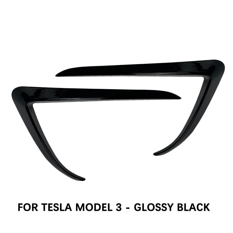 Используйте для Tesla Model 3 Y Accessories 2017-2024 Передний бампер Противотуманные фары Декоративная отделка для бровей Углеродное волокно Глянцевый черный ABS