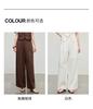 Temperament linen straight leg pants