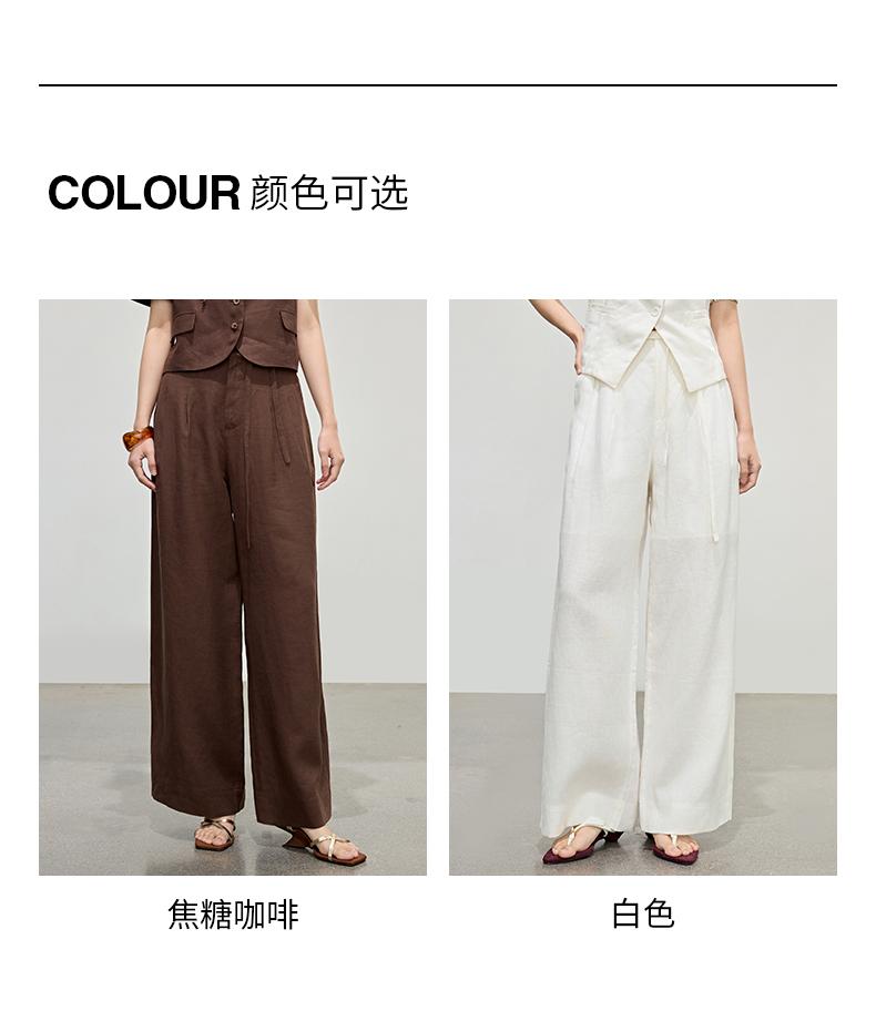 Temperament linen straight leg pants