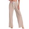 Women's Fashion Casual Comfortable Pajama Pants Solid Color Printed Drawstring Wide Leg Pants Trousers