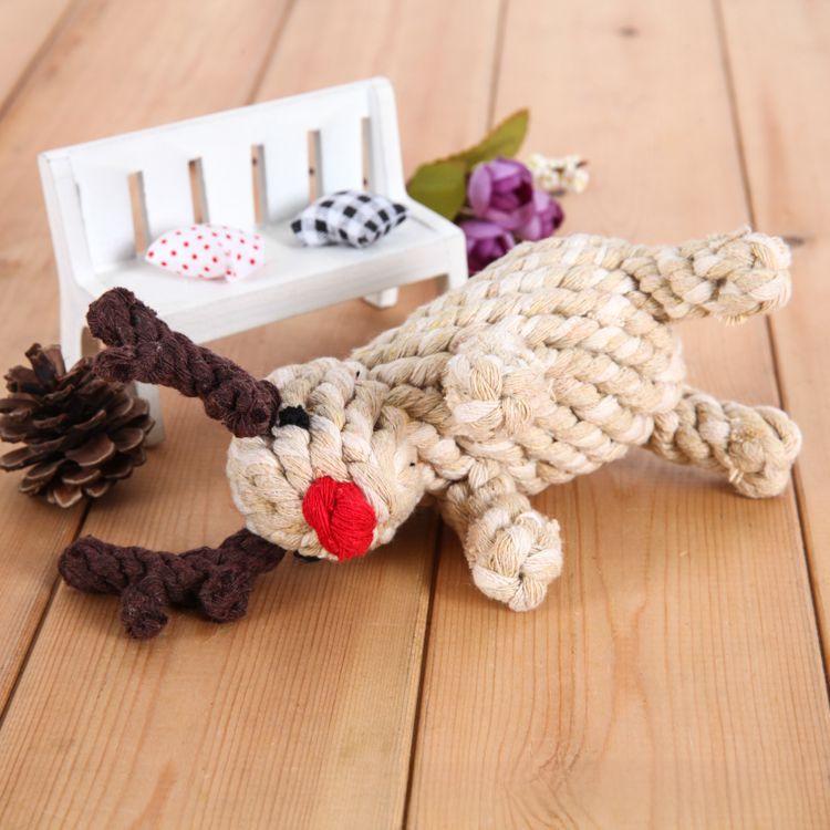 Игрушка для собак Sika Deer из хлопковой веревки ручной работы для чистки зубов на Рождество