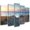 Five Piece Picture Canvas Print Sunset At the Baltic Sea