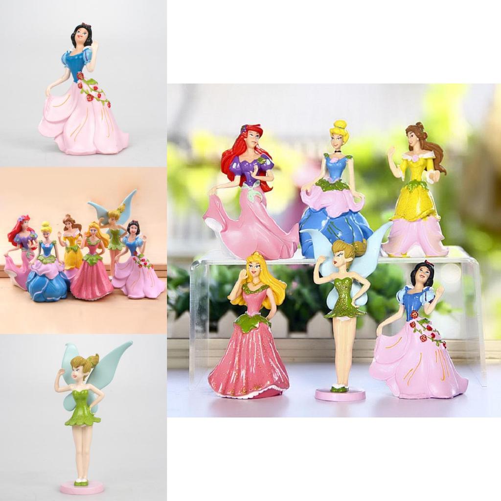 6pcs Disney Princess Figures Toy Set With Aurora And Belle For Cake Decoration
