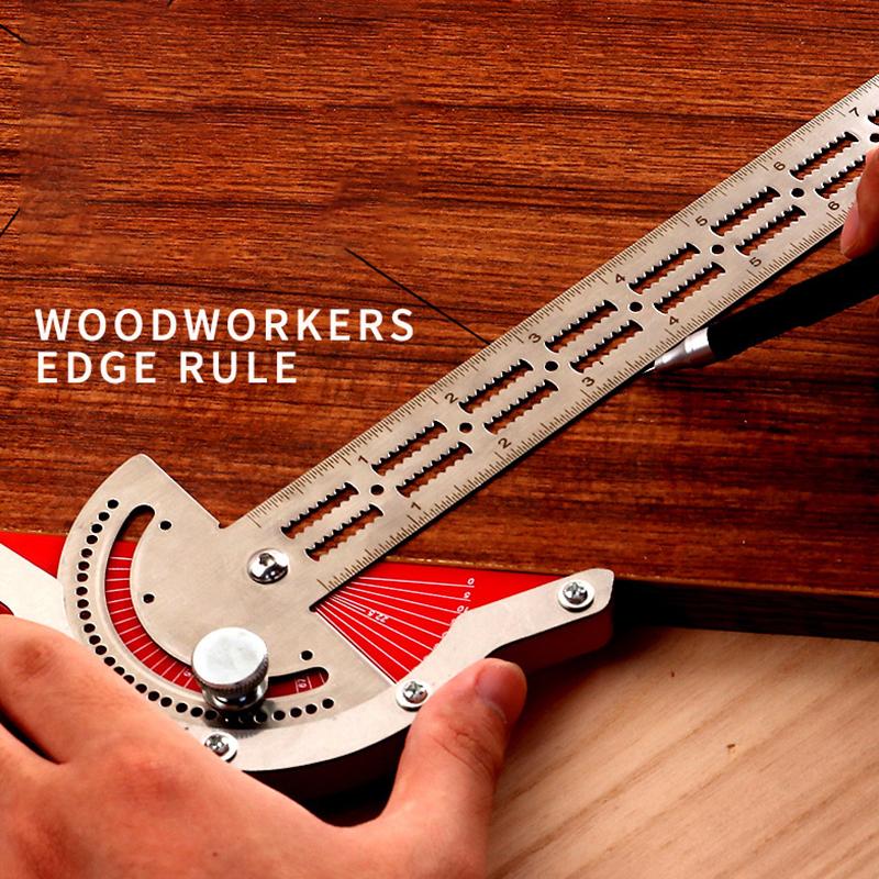 Угломер 0-180 градусов Деревообработчики Кромочная линейка Алюминиевый сплав Транспортир Углоискатель Линейка Прецизионный Плотницкий Измерительный инструмент