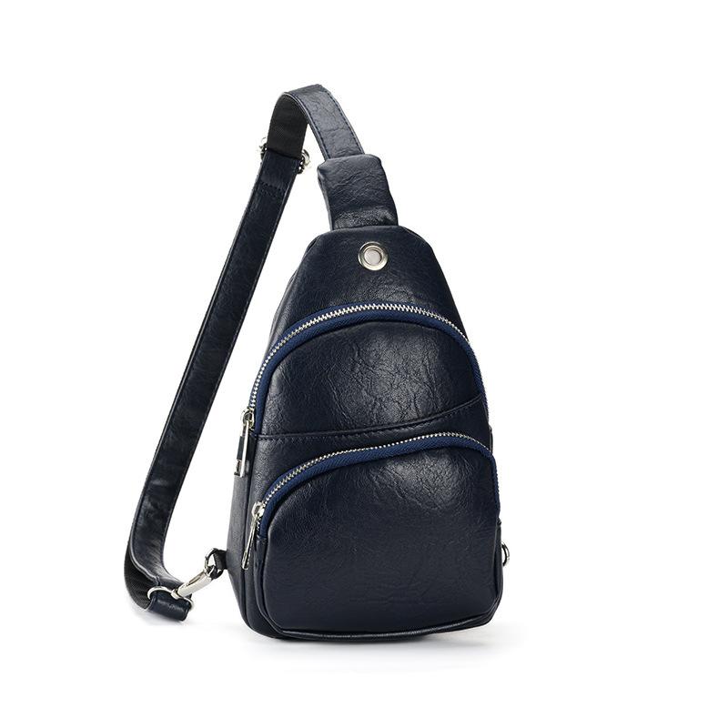 Chest Bag Female Sports Multifunctional Small Backpack Casual Simple Lightweight Retro Male Bag Slanting Shoulder Bag PU Soft Leather Mobile Phone Bag