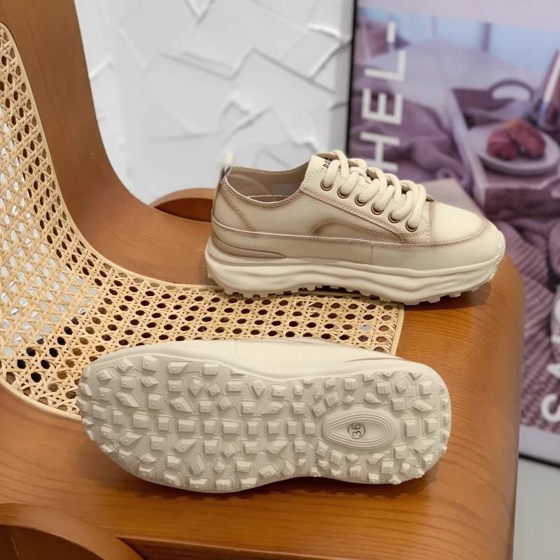 Кожаные туфли Forrest Gump на толстой подошве, женская обувь, весна 2025, дышащая, легкая, увеличивающая рост, маленькая спортивная и повседневная обувь