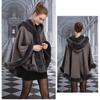 Women Winter Shawl Faux Rabbit Fur Thick Long Collar Loose Poncho Capes Steetwear Coat Plus Size Cloak Two Layers Hat Pashmina