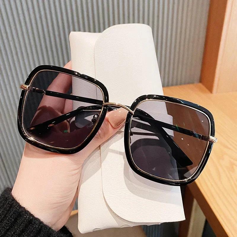 Gradient Square Sunglasses Women Vintage Oversized Sun Glasses Men Brand Designer Trendy Colored Glasses Outdoor UV400