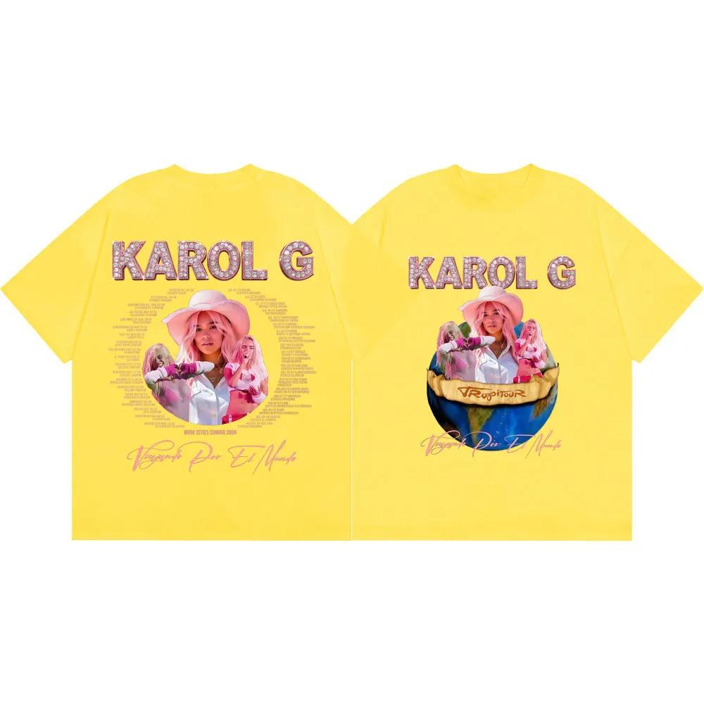 Karol G Tropicoqueta Tour 2026 Графические футболки Мужские Женские Мода Y2k Футболки с коротким рукавом Летние Повседневные Свободные Хлопковые Футболки