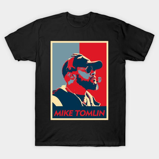 Men Black Print T-shirt Mike Tomlin Pop Art No-Cut Heat Transfer Print Cotton Tshirt