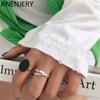 Women's Black Oval Metal Open Ring - Fashion Party Accessory 1PC