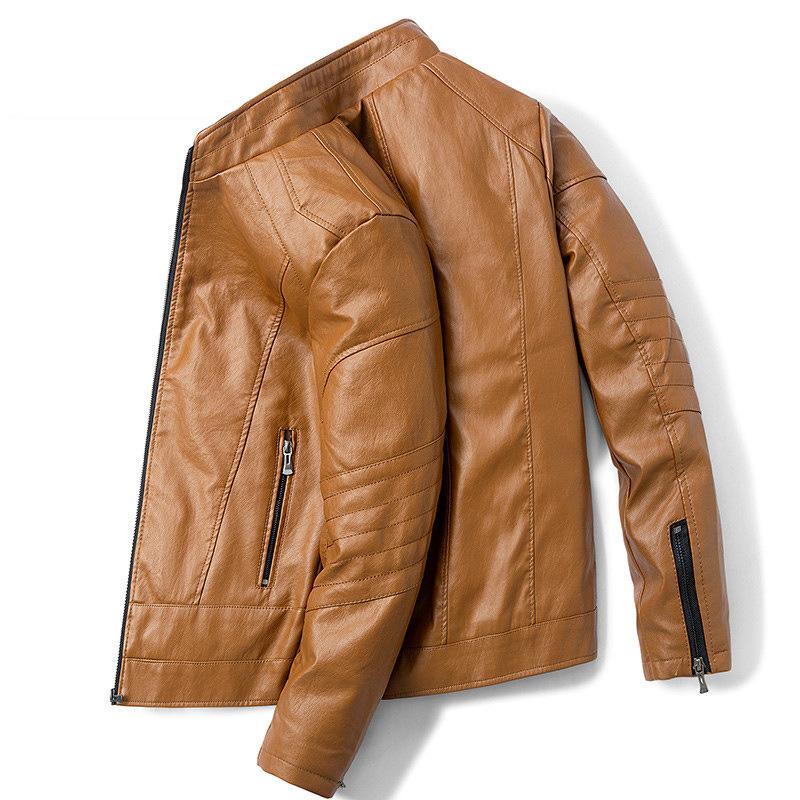 Кожаная куртка мужская весенняя, осенняя и зимняя, утолщенная флисом, в корейском стиле, модная, деловая, повседневная, мужская кожаная куртка, топ