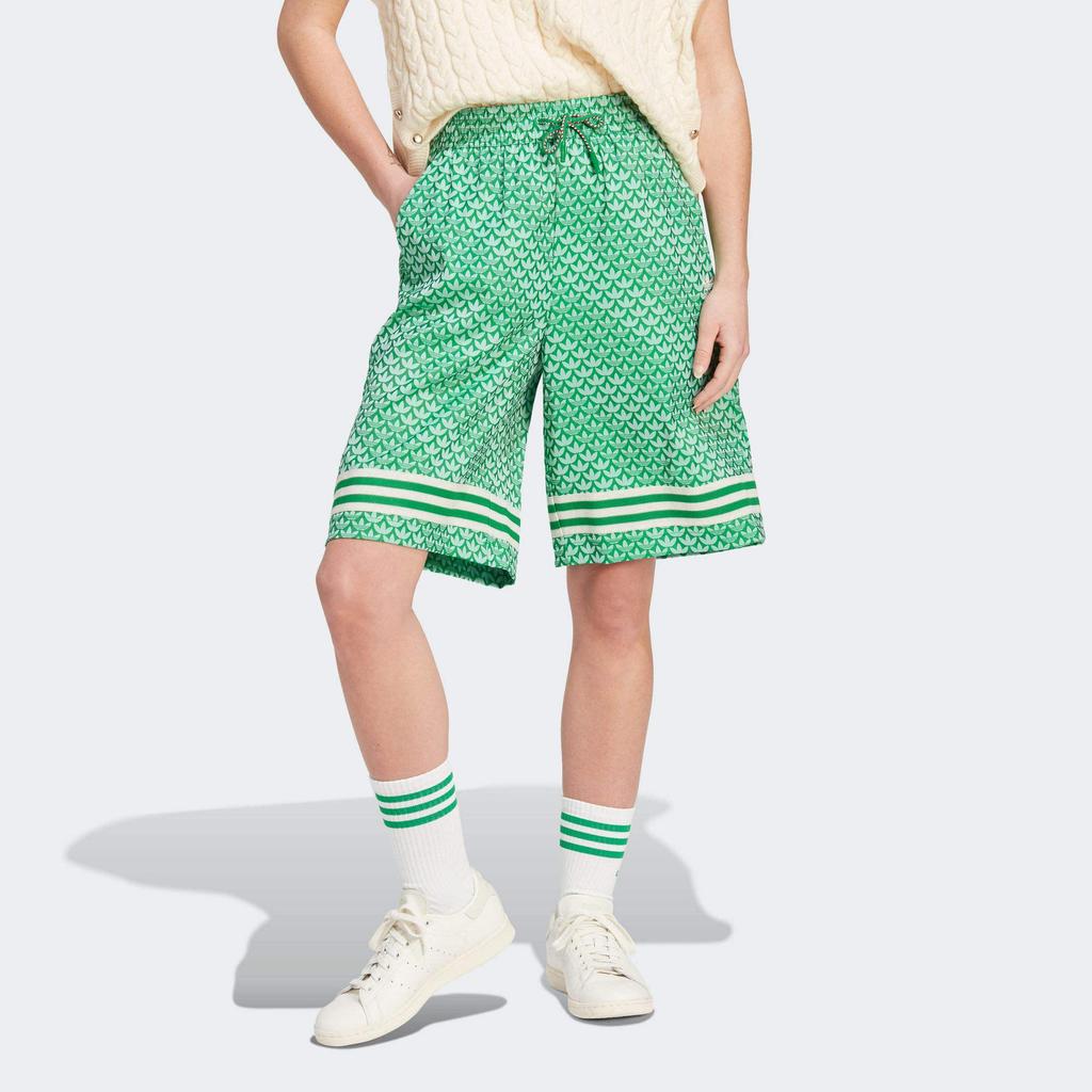 adidas Оригинальные свободные шорты на шнурке Adicolor, ретро-серия 70-х годов, женские брюки зеленого цвета IK7881