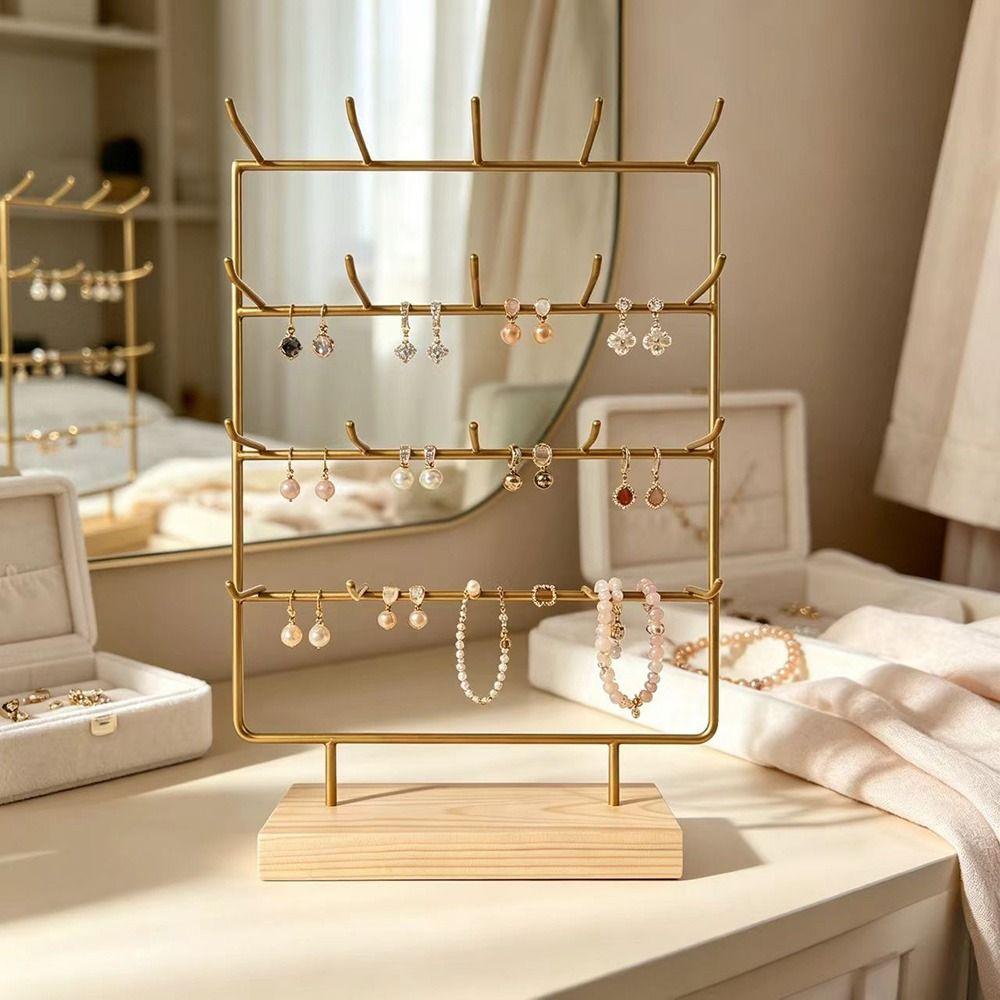 15/20 Hooks Earrings Display Stand Gold Black Counter Showcase Props For Jewelry Showcase