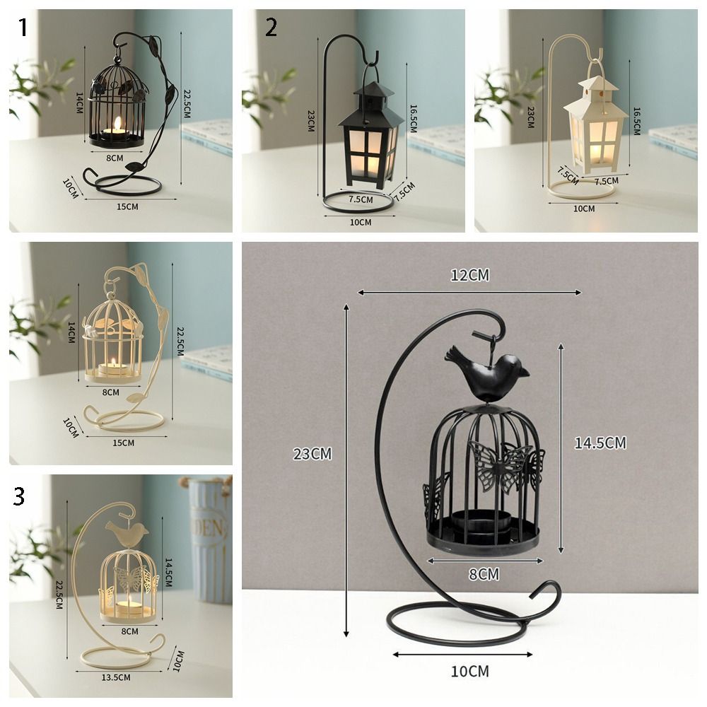 Hollow Leaf Candle Holder Iron Craft Iron Candlestick Ornaments Birdcage Candle Lamp  Desktop Decor