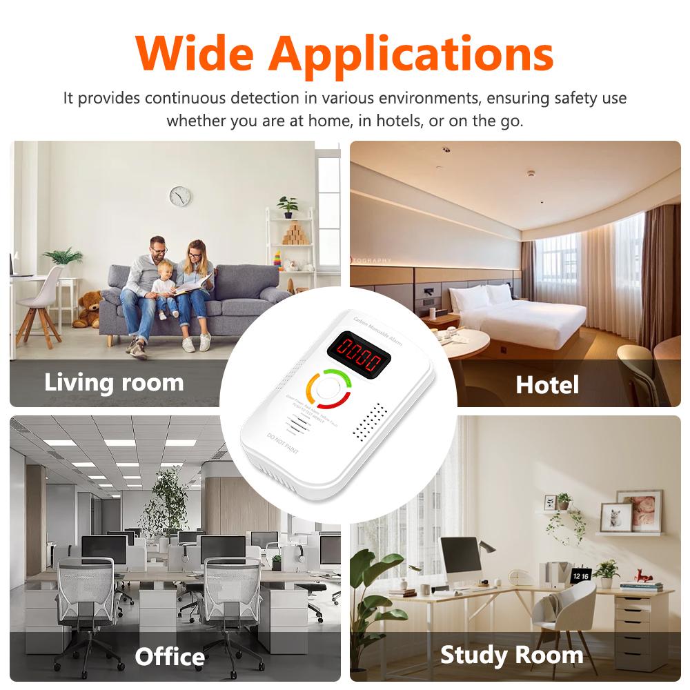 Детектор угарного газа Электрохимический датчик Детектор угарного газа Цифровой дисплей Звук и
