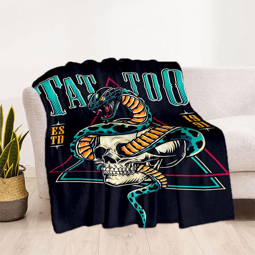 Tattoo Style 1 Blanket Soft & Cozy Suitable for Bed Livingroom Seaside All-Season Use Modern Ideal Gift For Birthday Valentine'S Day