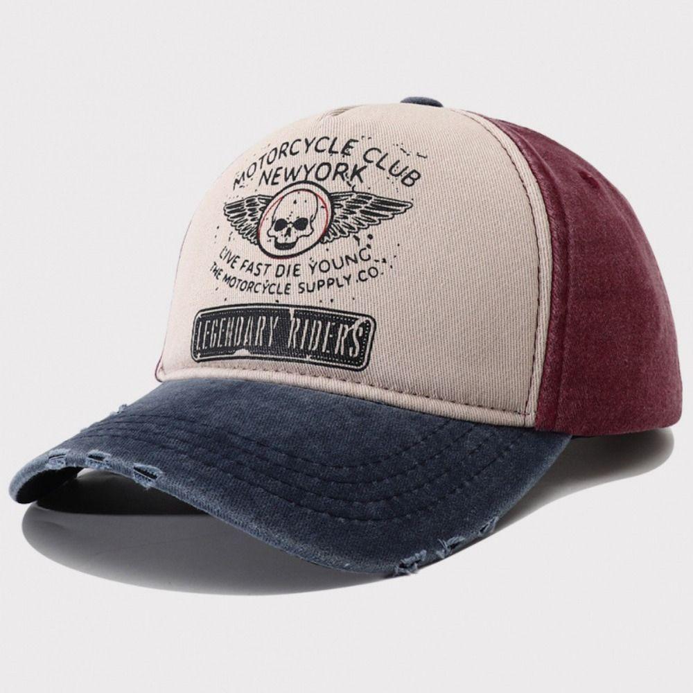 Bones Snapback Hats Washed Cotton Sun Visors Fashion Punk Motorcycle Cap for Men Women