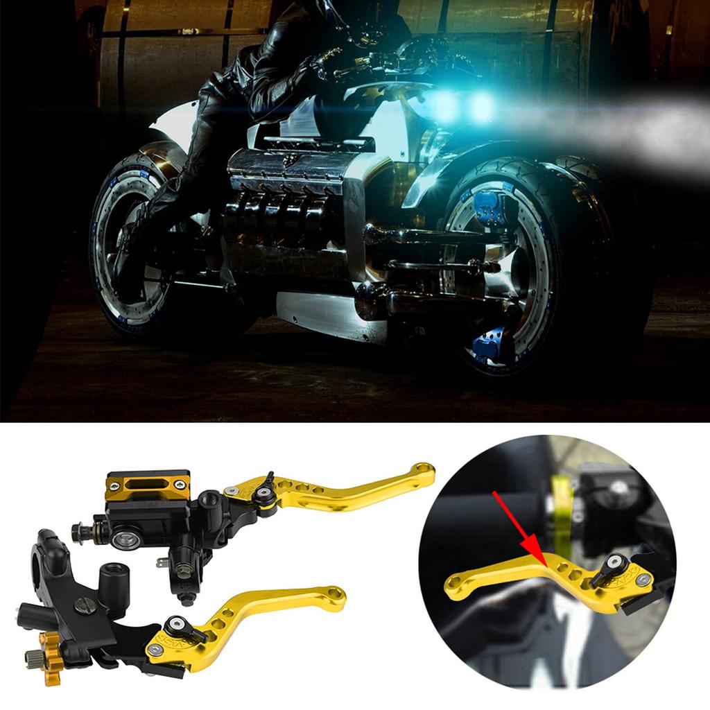 Motorcycle Brake Lever Left and Right Set of 2 22mm Hydraulic Brake Master Cylinder Clutch Lever Large Motorcycle General Purpose (Yellow)