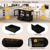 Mobile kitchen island with wheels and pull-out dining table, kitchen trolley with wine glass holder and storage, for kitchen and dining room (Black)