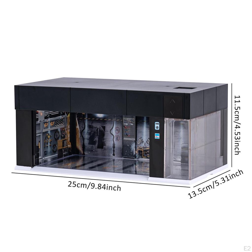 1/64 Car Diorama Display Case Lighted Diecast Vehicle Collector's Garage for Layout