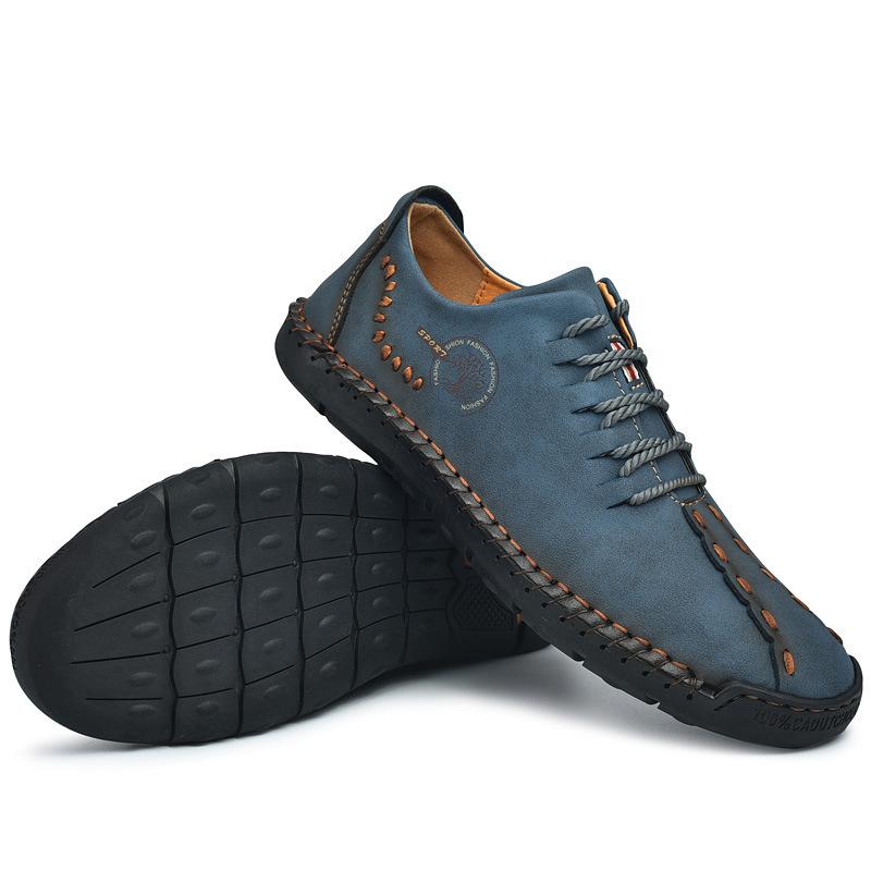 Весна и осень Новые мужские повседневные туфли ручной работы на шнуровке в деловом стиле из кожи