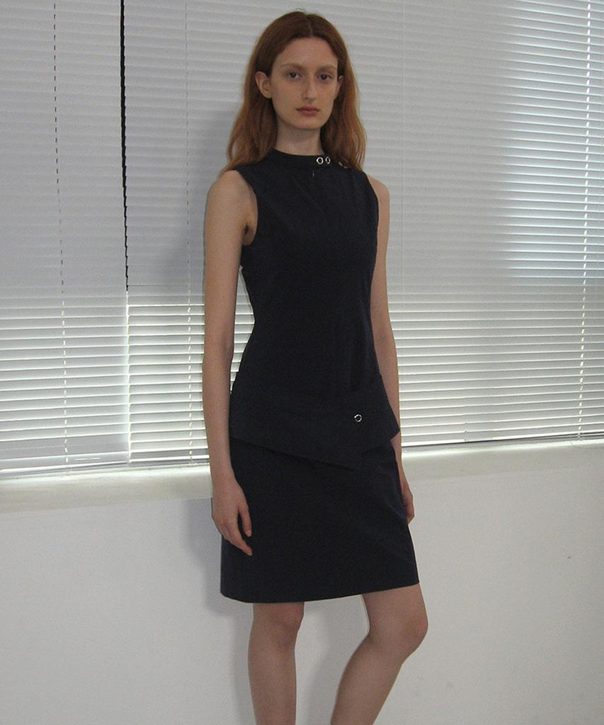 Partimento Woman Minimal Belted Dress_Navy