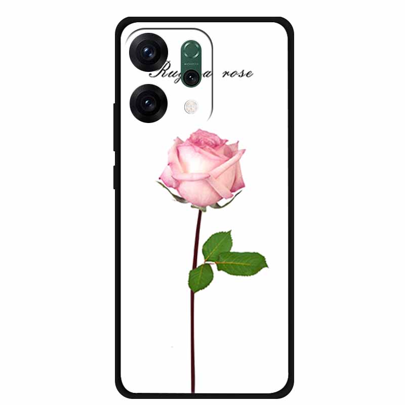 For Oppo Reno 14 5G 3D CaseRelief Flowers Emboss Phone Cover For Oppo Reno 14 Black Silicone Shockproof Soft Fundas Protector