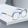 Anti Blue Light Glasses Oversized Frame Transparent Lenses Glasses Unique Metal Chain Modern High-end Women Computer Glasses