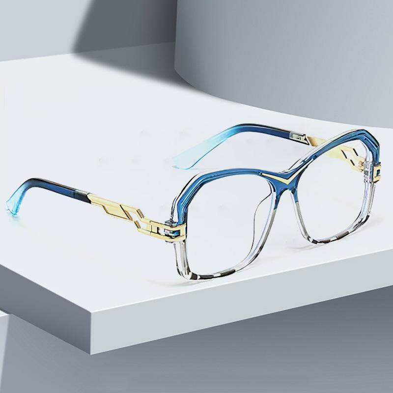 Anti Blue Light Glasses Oversized Frame Transparent Lenses Glasses Unique Metal Chain Modern High-end Women Computer Glasses