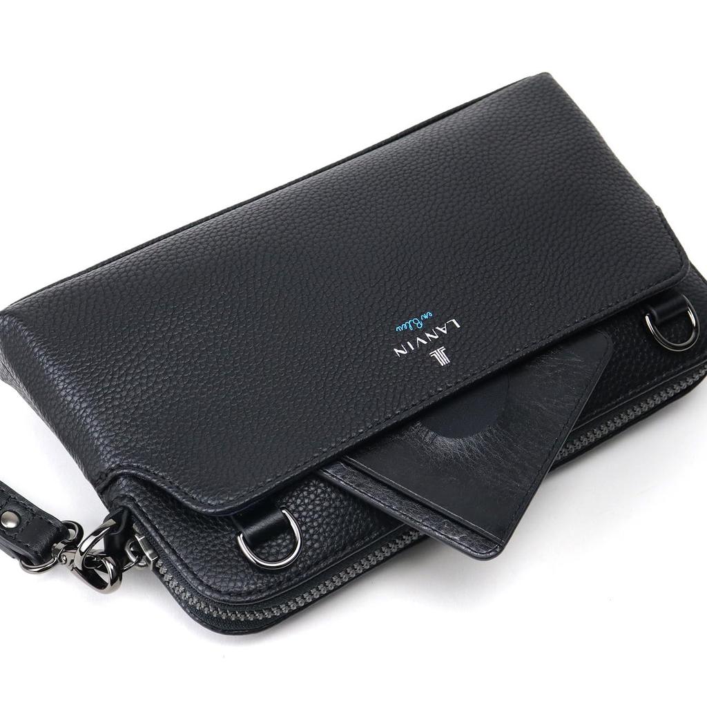 Lanvin En Bleu Tumble ClutchShoulder Bag for Men, No. 512121, Black