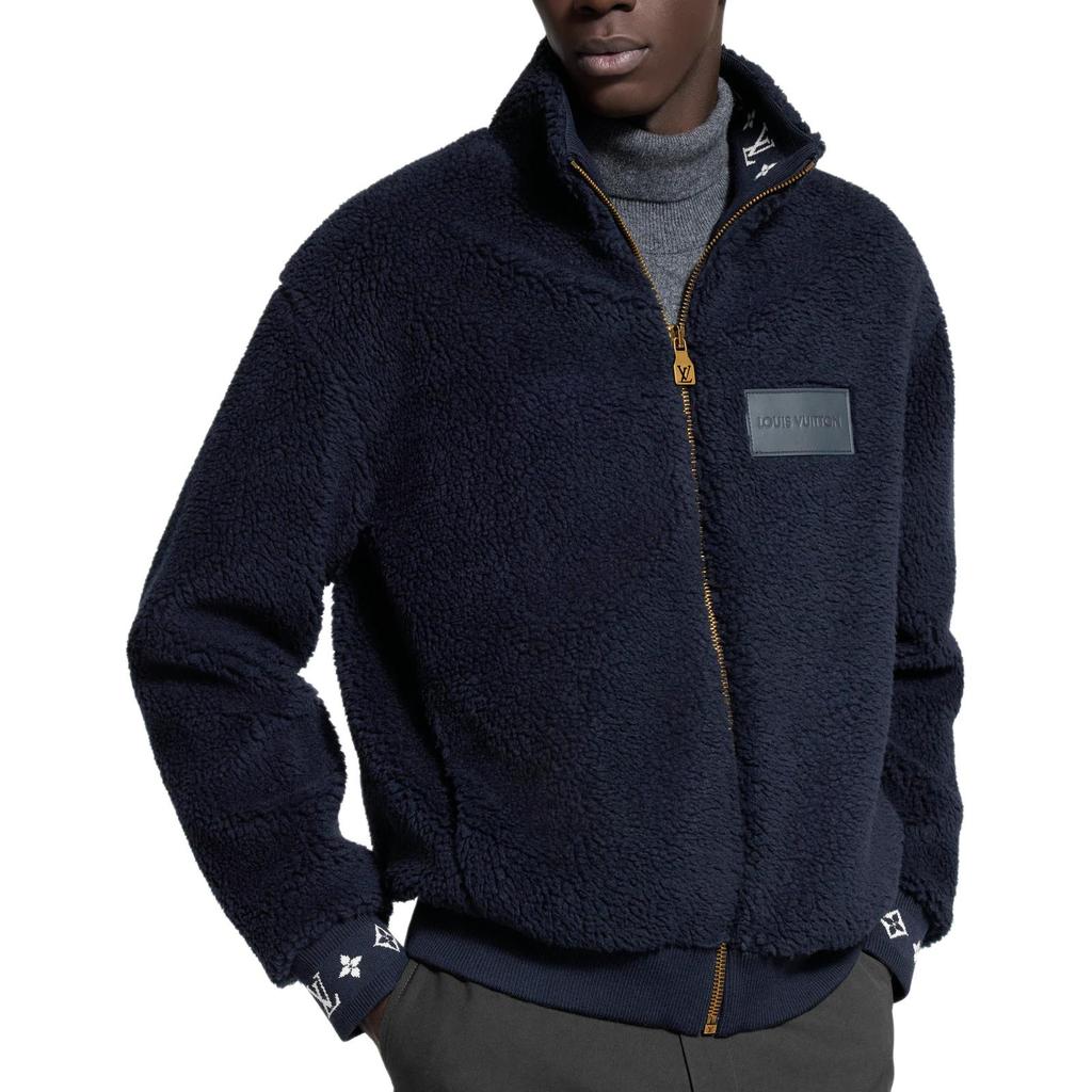 LOUIS VUITTON 1AGL Leather Patch Fleece Blouson 1AGLXO