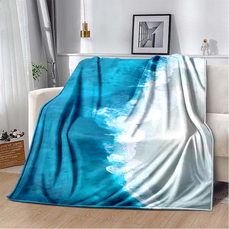 3D Fashion Wave Pebble Starfish Cartoon Flannel Blanket Sofa Bed Bedroom Warm Portable Exquisite Extra Large Warm Blanket Gift